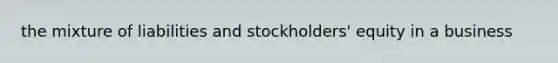 the mixture of liabilities and stockholders' equity in a business