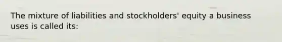 The mixture of liabilities and stockholders' equity a business uses is called its: