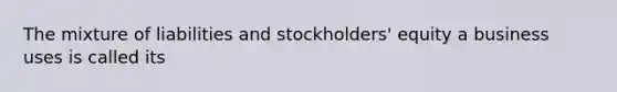 The mixture of liabilities and stockholders' equity a business uses is called its