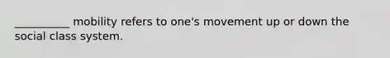 __________ mobility refers to one's movement up or down the social class system.