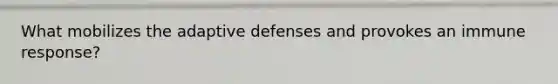 What mobilizes the adaptive defenses and provokes an immune response?