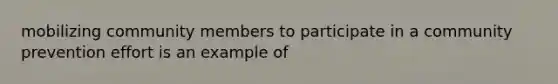 mobilizing community members to participate in a community prevention effort is an example of