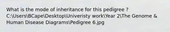 What is the mode of inheritance for this pedigree ? C:UsersBCapeDesktopUniveristy workYear 2The Genome & Human Disease DiagramsPedigree 6.jpg