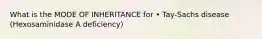 What is the MODE OF INHERITANCE for • Tay-Sachs disease (Hexosaminidase A deficiency)