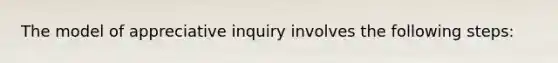 The model of appreciative inquiry involves the following steps: