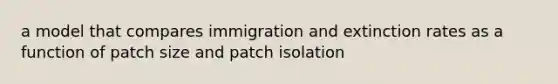 a model that compares immigration and extinction rates as a function of patch size and patch isolation