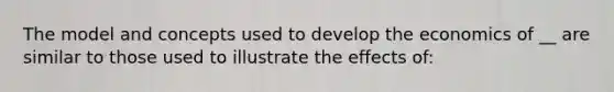 The model and concepts used to develop the economics of __ are similar to those used to illustrate the effects of: