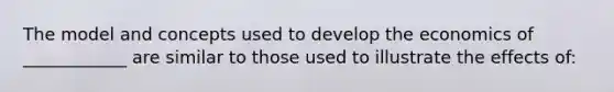 The model and concepts used to develop the economics of ____________ are similar to those used to illustrate the effects of: