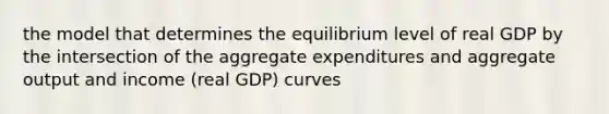 the model that determines the equilibrium level of real GDP by the intersection of the aggregate expenditures and aggregate output and income (real GDP) curves