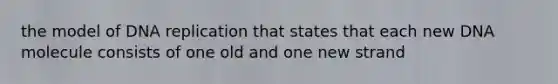 the model of DNA replication that states that each new DNA molecule consists of one old and one new strand