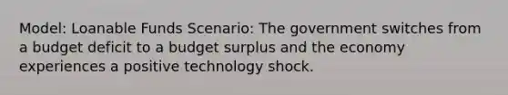 Model: Loanable Funds Scenario: The government switches from a budget deficit to a budget surplus and the economy experiences a positive technology shock.