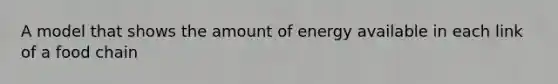 A model that shows the amount of energy available in each link of a food chain