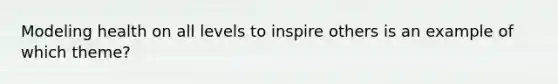 Modeling health on all levels to inspire others is an example of which theme?