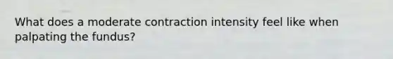 What does a moderate contraction intensity feel like when palpating the fundus?