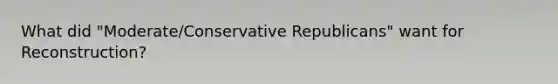 What did "Moderate/Conservative Republicans" want for Reconstruction?