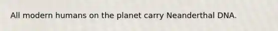 All modern humans on the planet carry Neanderthal DNA.