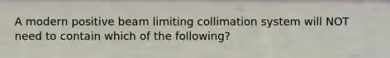 A modern positive beam limiting collimation system will NOT need to contain which of the following?