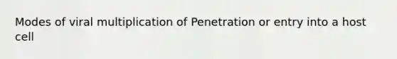 Modes of viral multiplication of Penetration or entry into a host cell