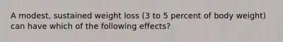 A modest, sustained weight loss (3 to 5 percent of body weight) can have which of the following effects?