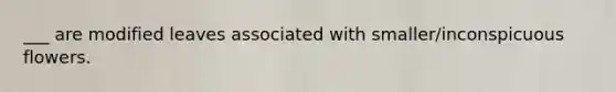 ___ are modified leaves associated with smaller/inconspicuous flowers.