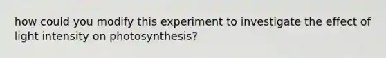 how could you modify this experiment to investigate the effect of light intensity on photosynthesis?