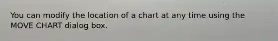 You can modify the location of a chart at any time using the MOVE CHART dialog box.