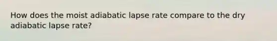 How does the moist adiabatic lapse rate compare to the dry adiabatic lapse rate?