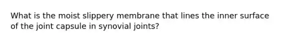 What is the moist slippery membrane that lines the inner surface of the joint capsule in synovial joints?