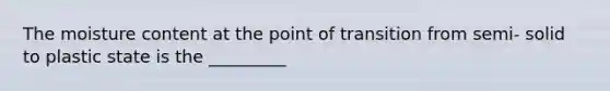 The moisture content at the point of transition from semi- solid to plastic state is the _________