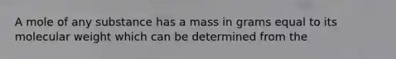 A mole of any substance has a mass in grams equal to its molecular weight which can be determined from the