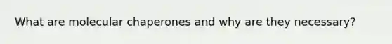 What are molecular chaperones and why are they necessary?