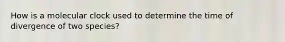 How is a molecular clock used to determine the time of divergence of two species?