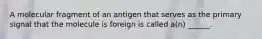 A molecular fragment of an antigen that serves as the primary signal that the molecule is foreign is called a(n) ______.