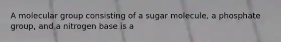 A molecular group consisting of a sugar molecule, a phosphate group, and a nitrogen base is a