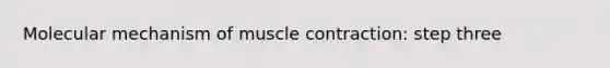 Molecular mechanism of <a href='https://www.questionai.com/knowledge/k0LBwLeEer-muscle-contraction' class='anchor-knowledge'>muscle contraction</a>: step three