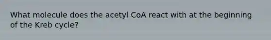 What molecule does the acetyl CoA react with at the beginning of the Kreb cycle?