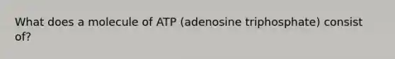 What does a molecule of ATP (adenosine triphosphate) consist of?