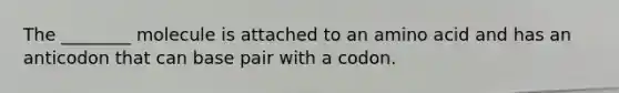 The ________ molecule is attached to an amino acid and has an anticodon that can base pair with a codon.