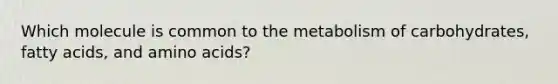 Which molecule is common to the metabolism of carbohydrates, fatty acids, and amino acids?