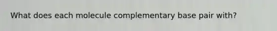 What does each molecule complementary base pair with?