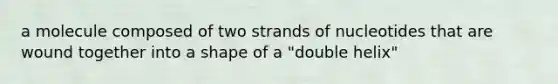 a molecule composed of two strands of nucleotides that are wound together into a shape of a "double helix"