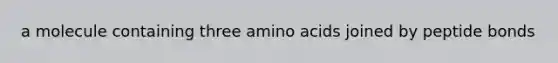 a molecule containing three amino acids joined by peptide bonds