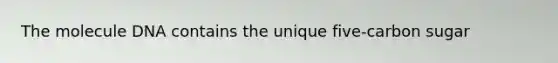 The molecule DNA contains the unique five-carbon sugar