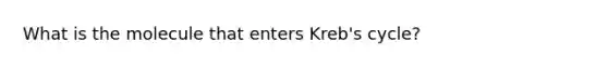 What is the molecule that enters Kreb's cycle?