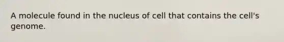 A molecule found in the nucleus of cell that contains the cell's genome.