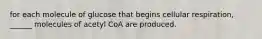 for each molecule of glucose that begins cellular respiration, ______ molecules of acetyl CoA are produced.