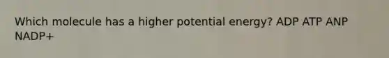 Which molecule has a higher potential energy? ADP ATP ANP NADP+