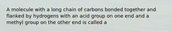 A molecule with a long chain of carbons bonded together and flanked by hydrogens with an acid group on one end and a methyl group on the other end is called a