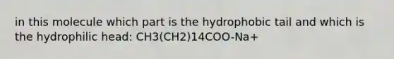 in this molecule which part is the hydrophobic tail and which is the hydrophilic head: CH3(CH2)14COO-Na+