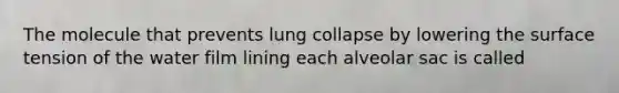 The molecule that prevents lung collapse by lowering the surface tension of the water film lining each alveolar sac is called